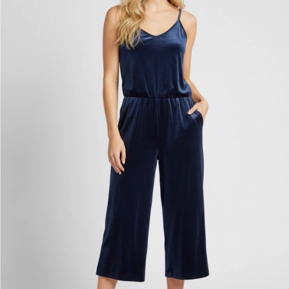 Old Navy Navy Blue Velvet Jumpsuit Size S